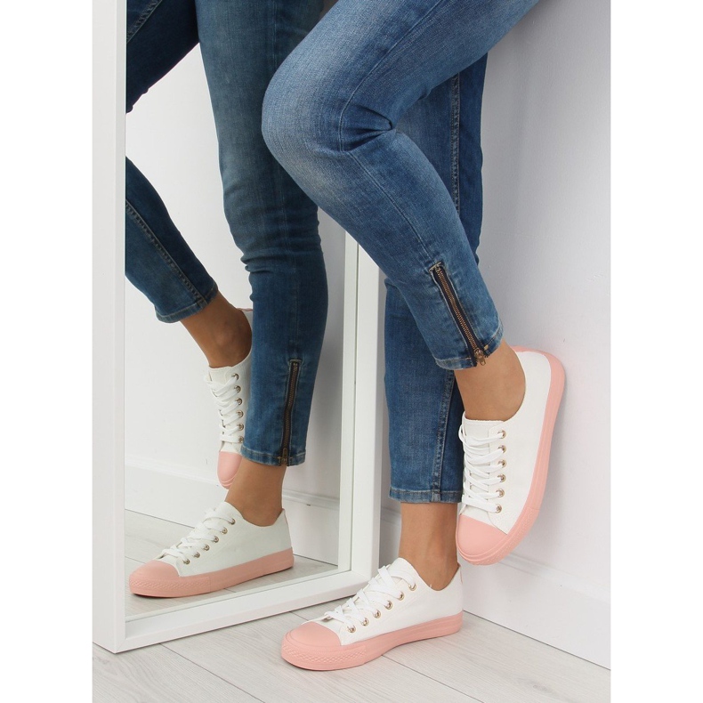 Baskets femme blanches et roses BL97P BLANC / ROSE 2