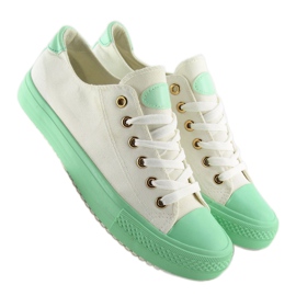 Baskets femme blanches et menthe BL97P Vert 6