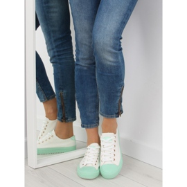 Baskets femme blanches et menthe BL97P Vert 3