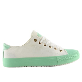 Baskets femme blanches et menthe BL97P Vert 4