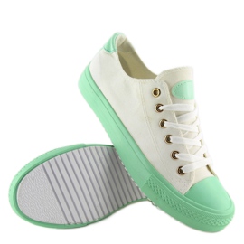 Baskets femme blanches et menthe BL97P Vert 5