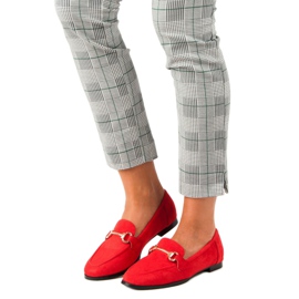 Mocassins en daim à enfiler rouge 4