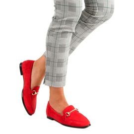 Mocassins en daim à enfiler rouge 5