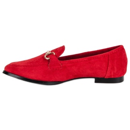 Mocassins en daim à enfiler rouge 1