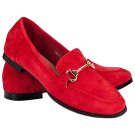 Mocassins en daim à enfiler rouge 2