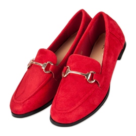Mocassins en daim à enfiler rouge 3