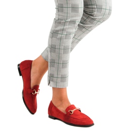 Mocassins en daim à enfiler rouge 4
