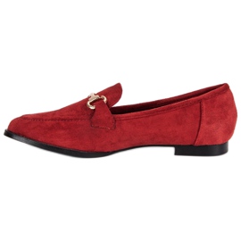 Mocassins en daim à enfiler rouge 1
