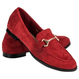 Mocassins en daim à enfiler rouge 2
