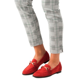 Mocassins en daim à enfiler rouge 3
