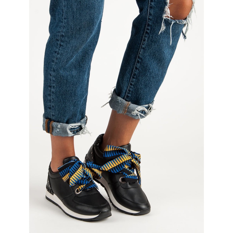 Baskets nouées à la mode le noir 1