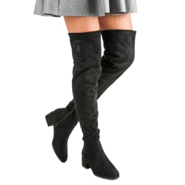 Cuissardes en daim avec broderie noir 2