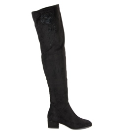 Cuissardes en daim avec broderie le noir 5