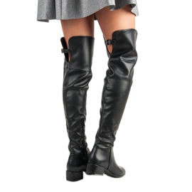 Cuissardes noires à talons bas 2