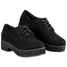 Chaussures en daim nouées le noir 2