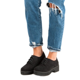 Chaussures en daim nouées le noir 4