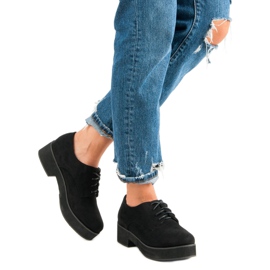 Chaussures en daim nouées le noir 5