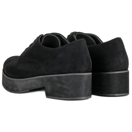 Chaussures en daim nouées le noir 3