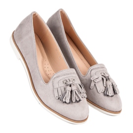 Super Me Mocassins gris à franges 1
