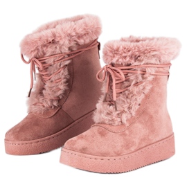 Bottes de neige nouées roses 1 Bottes de neige nouées roses 1
