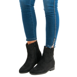 Lucky Shoes Bottines en daim avec une fermeture éclair noir 1