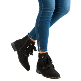Bottes à lacets en daim le noir 2