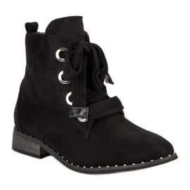 Bottes à lacets en daim le noir 3