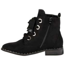 Bottes à lacets en daim le noir 4