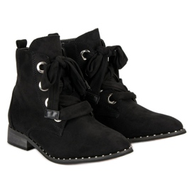 Bottes à lacets en daim le noir 6