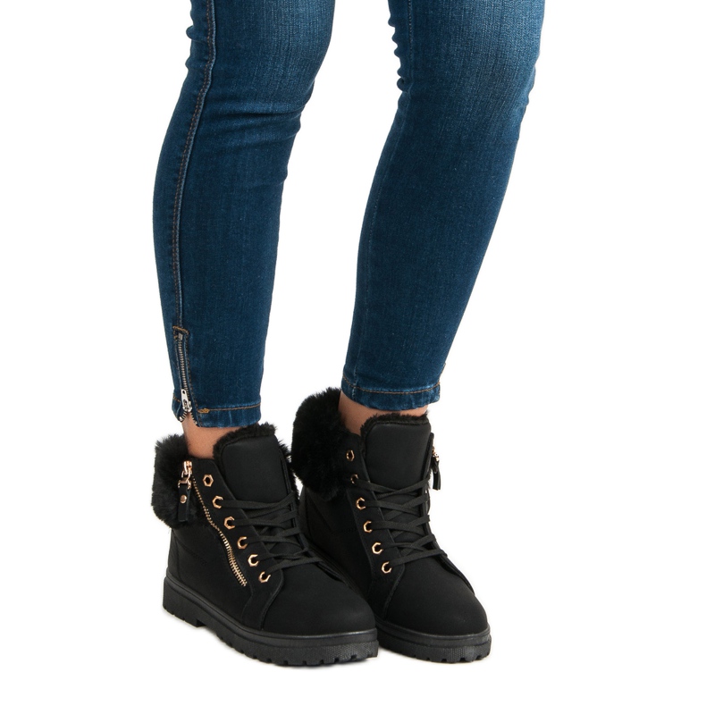 Bottines chaudes et nouées le noir 1