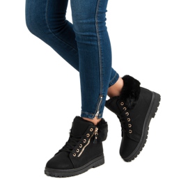 Bottines chaudes et nouées noir 2