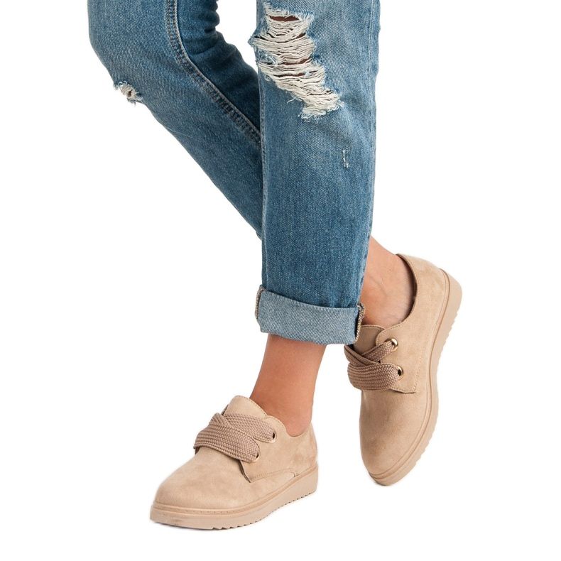 Baskets à lacets en daim brun 2