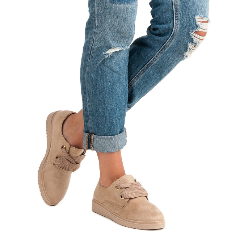 Baskets à lacets en daim brun 1