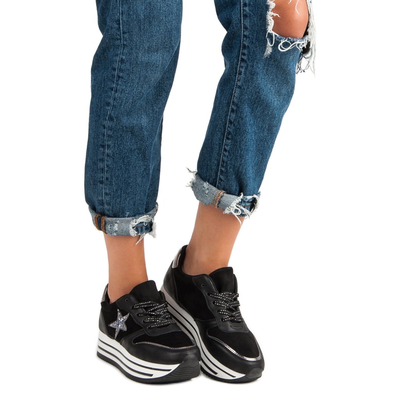 Baskets à la mode sur la plate-forme noir 2