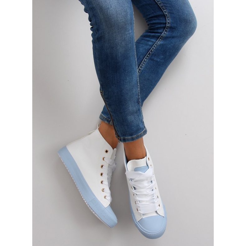 Sneakers pour la cheville à double lacets bl102p Bleu blanc 1