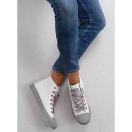 Sneakers pour la cheville à double lacets blanc gris 2