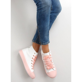 Sneakers pour la cheville à double lacets bl102p Rose blanc 2