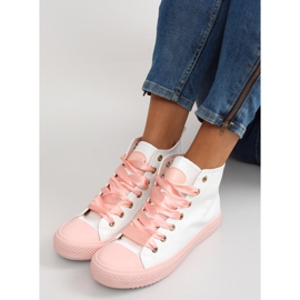 Sneakers pour la cheville à double lacets bl102p Rose blanche 1