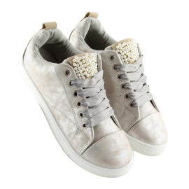 Gris 88013 Baskets argent avec perles 2