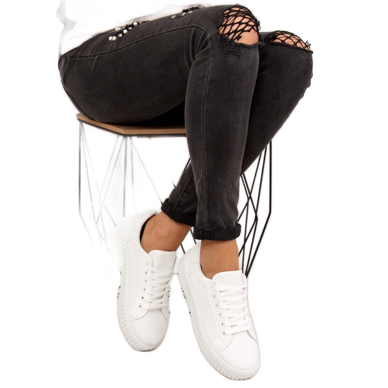 Blanc AX03 Baskets blanches à semelle haute 2