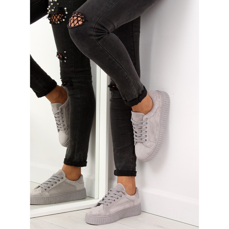 Gris AX03 Baskets à semelles hautes grises 1