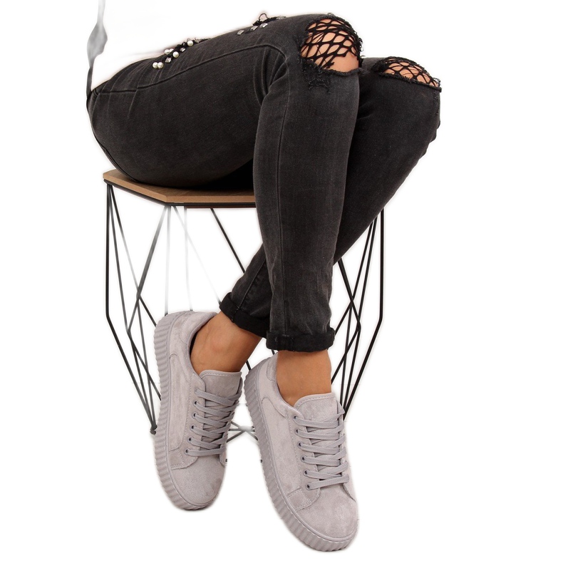 Gris AX03 Baskets à semelles hautes grises 2