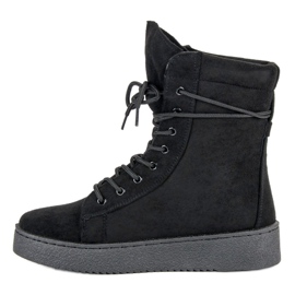 Chaussures nouées pour l'hiver le noir 1