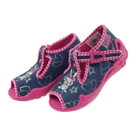 Befado chaussures pour enfants pantoufles 213p106 rose bleu marine 4