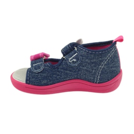 American Club Chaussures américaines pour enfants sandales papillons semelle intérieure en cuir rose bleu marin 2
