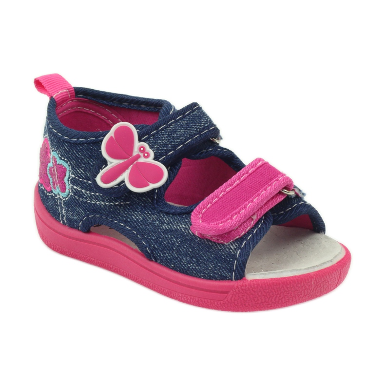 American Club Chaussures américaines pour enfants sandales papillons semelle intérieure en cuir rose bleu marin 1
