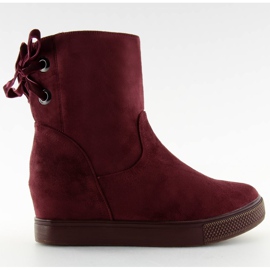 Boots à talon compensé caché HQ886 Bordeaux rouge 6