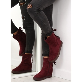 Boots à talon compensé caché HQ886 Bordeaux rouge 1