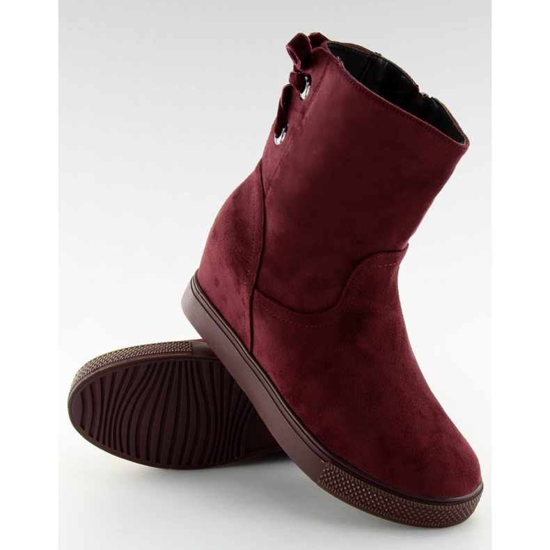 Boots à talon compensé caché HQ886 Bordeaux rouge 2