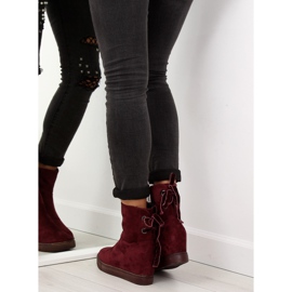 Boots à talon compensé caché HQ886 Bordeaux rouge 4